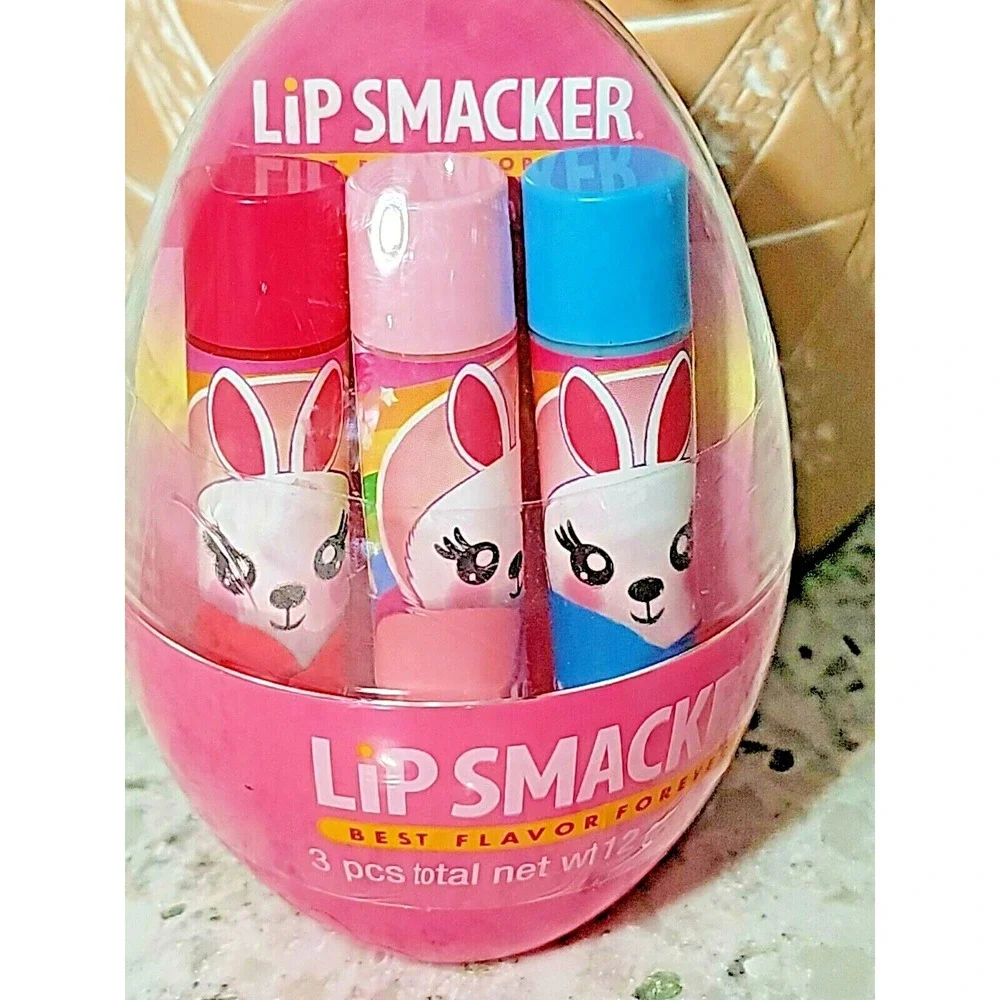 Lip Smacker Easter Bunny Lip Balm‎ Trio Egg Packaging 3pc Set Discontinued NEW